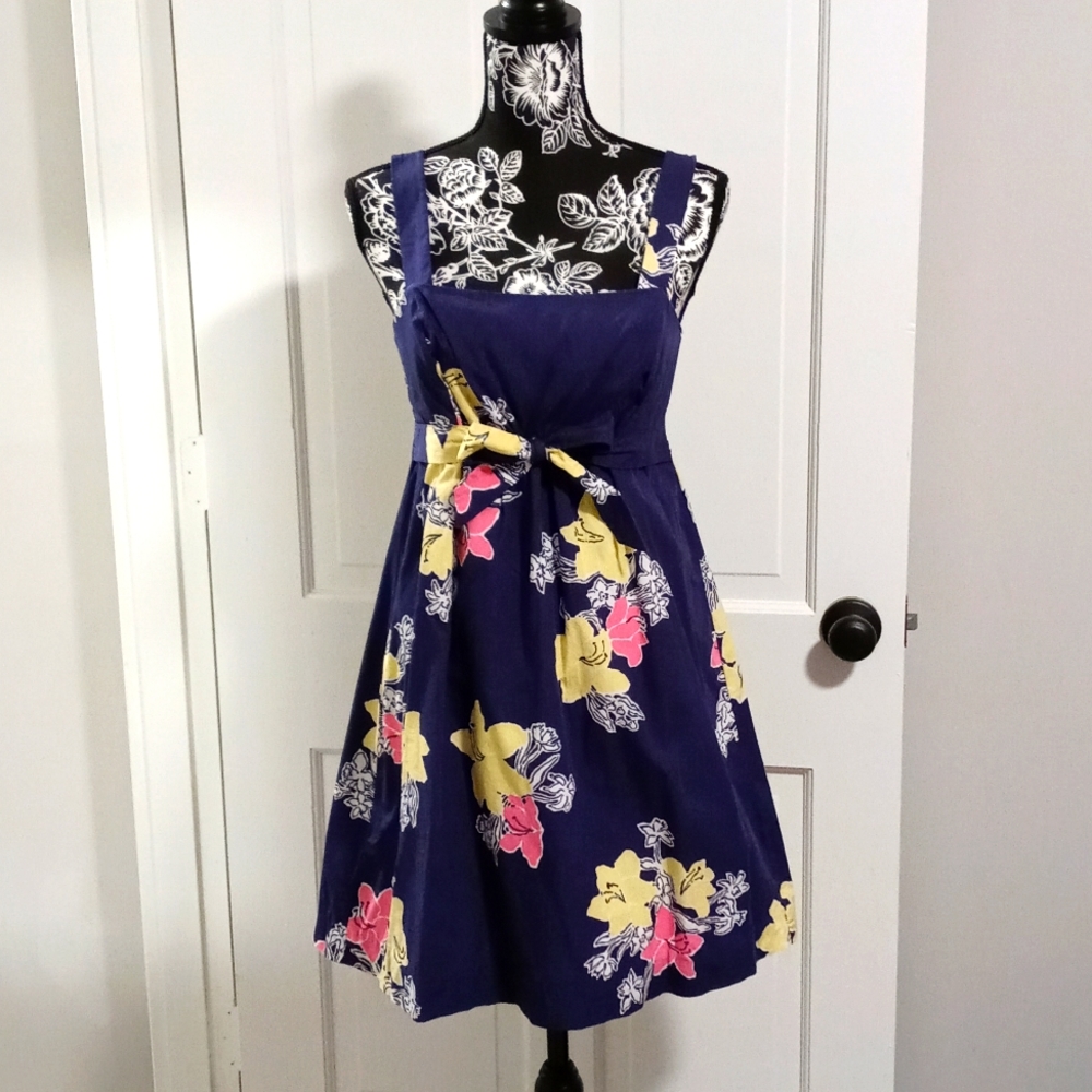 Lilly Pulitzer Blue Dress with Yellow and Pink Floral